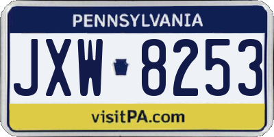 PA license plate JXW8253