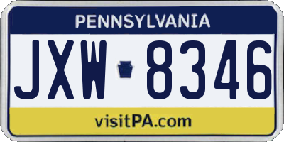 PA license plate JXW8346