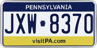 PA license plate JXW8370
