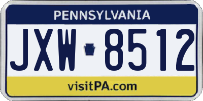 PA license plate JXW8512