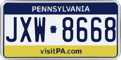 PA license plate JXW8668