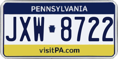 PA license plate JXW8722