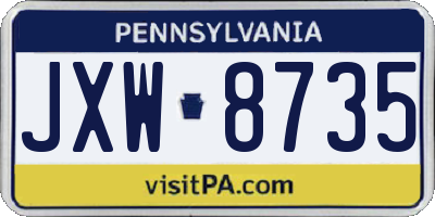 PA license plate JXW8735