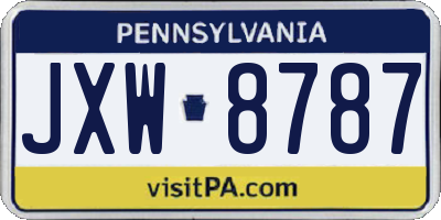 PA license plate JXW8787