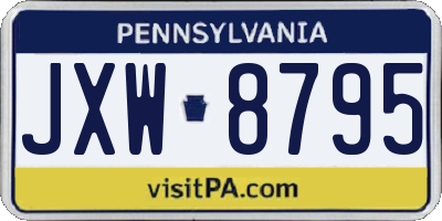 PA license plate JXW8795