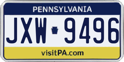 PA license plate JXW9496