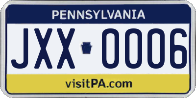 PA license plate JXX0006