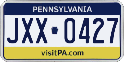 PA license plate JXX0427