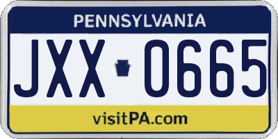 PA license plate JXX0665