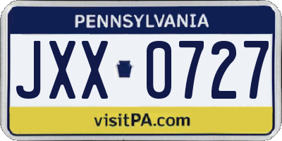 PA license plate JXX0727