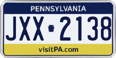 PA license plate JXX2138