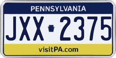 PA license plate JXX2375