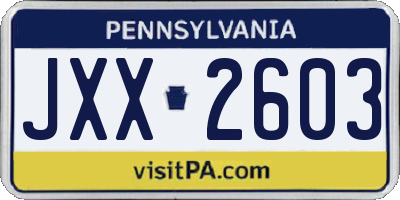 PA license plate JXX2603