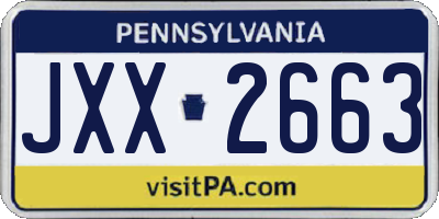 PA license plate JXX2663