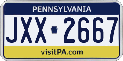 PA license plate JXX2667
