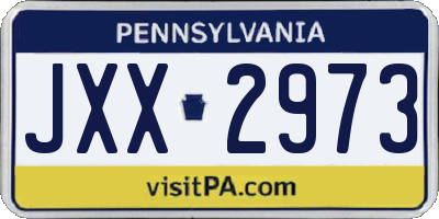 PA license plate JXX2973