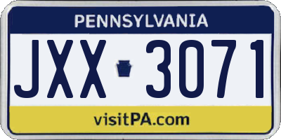 PA license plate JXX3071