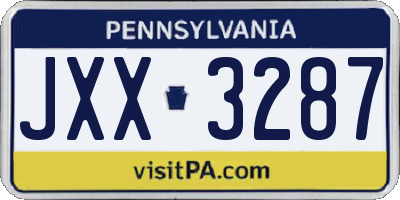 PA license plate JXX3287