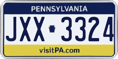 PA license plate JXX3324