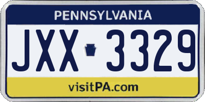 PA license plate JXX3329