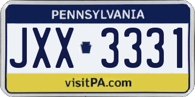 PA license plate JXX3331