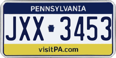 PA license plate JXX3453