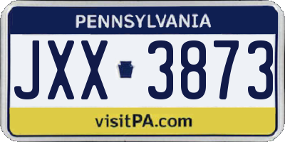 PA license plate JXX3873