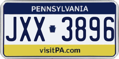 PA license plate JXX3896