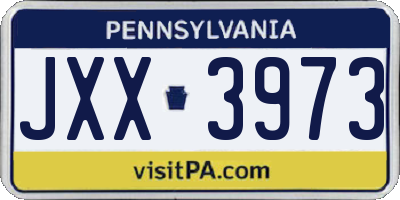 PA license plate JXX3973