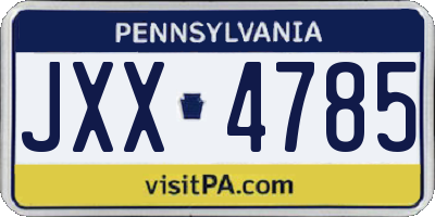 PA license plate JXX4785