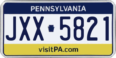 PA license plate JXX5821