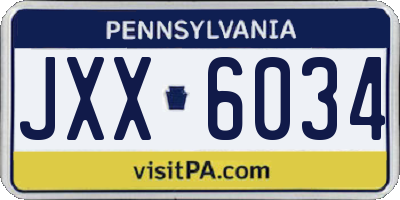 PA license plate JXX6034
