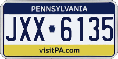 PA license plate JXX6135