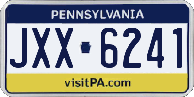 PA license plate JXX6241