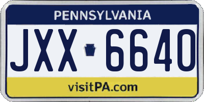 PA license plate JXX6640