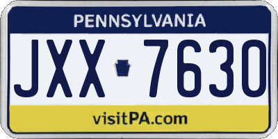 PA license plate JXX7630