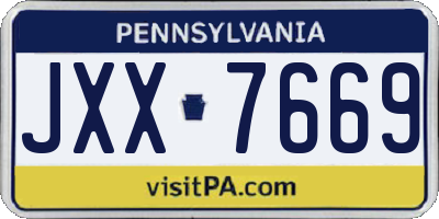 PA license plate JXX7669