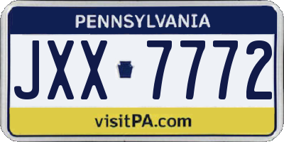 PA license plate JXX7772