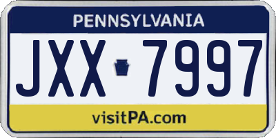 PA license plate JXX7997
