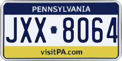 PA license plate JXX8064