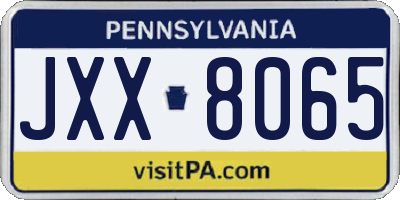 PA license plate JXX8065
