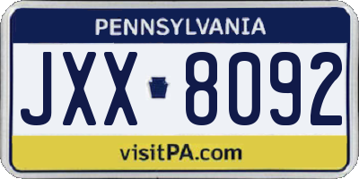 PA license plate JXX8092