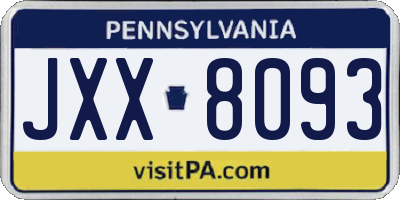 PA license plate JXX8093