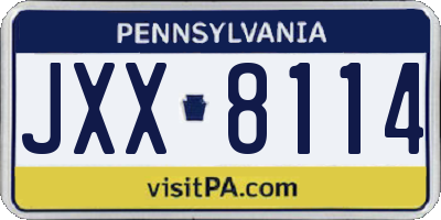 PA license plate JXX8114