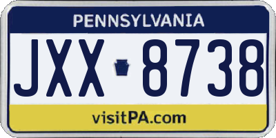 PA license plate JXX8738
