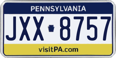 PA license plate JXX8757