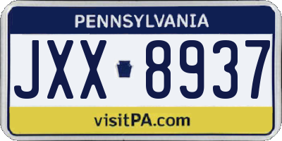 PA license plate JXX8937