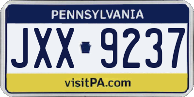 PA license plate JXX9237
