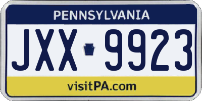 PA license plate JXX9923