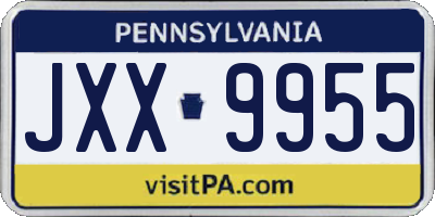 PA license plate JXX9955